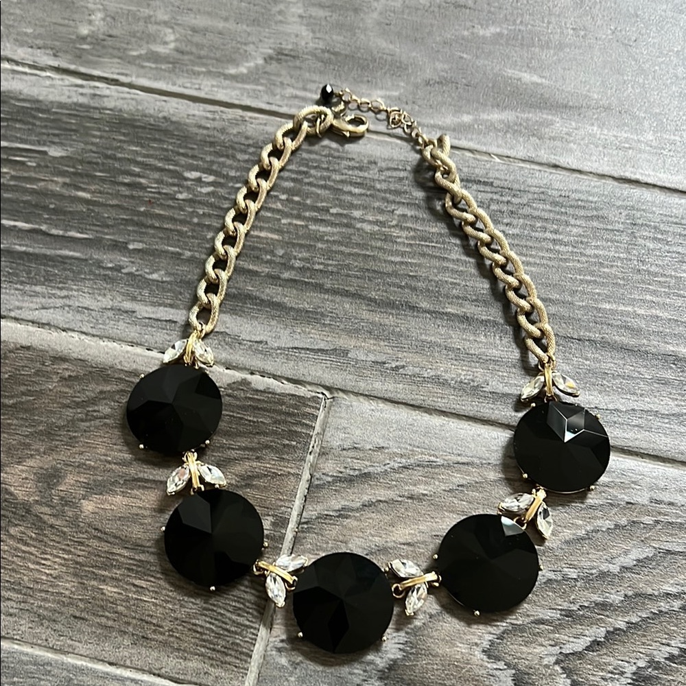 New! White House Black Market Black Stone and Gold Statement Necklace